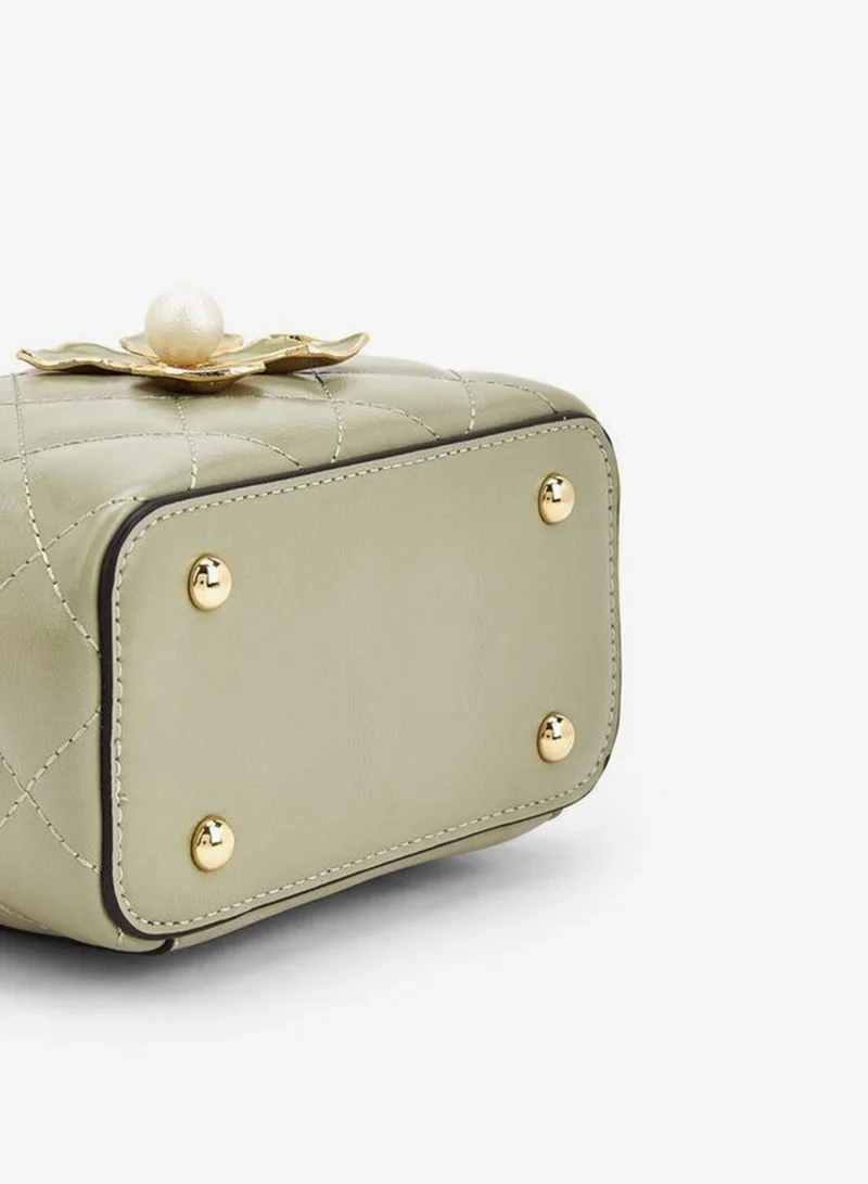 ELLE GREEN Quilted Crossbody Bag With Floral Accent Ramadan Collections for Women | Best Price UAE