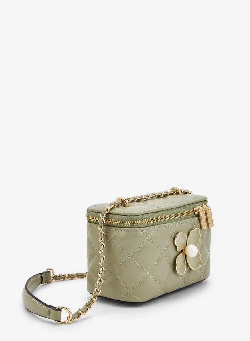 ELLE GREEN Quilted Crossbody Bag With Floral Accent Ramadan Collections for Women | Best Price UAE