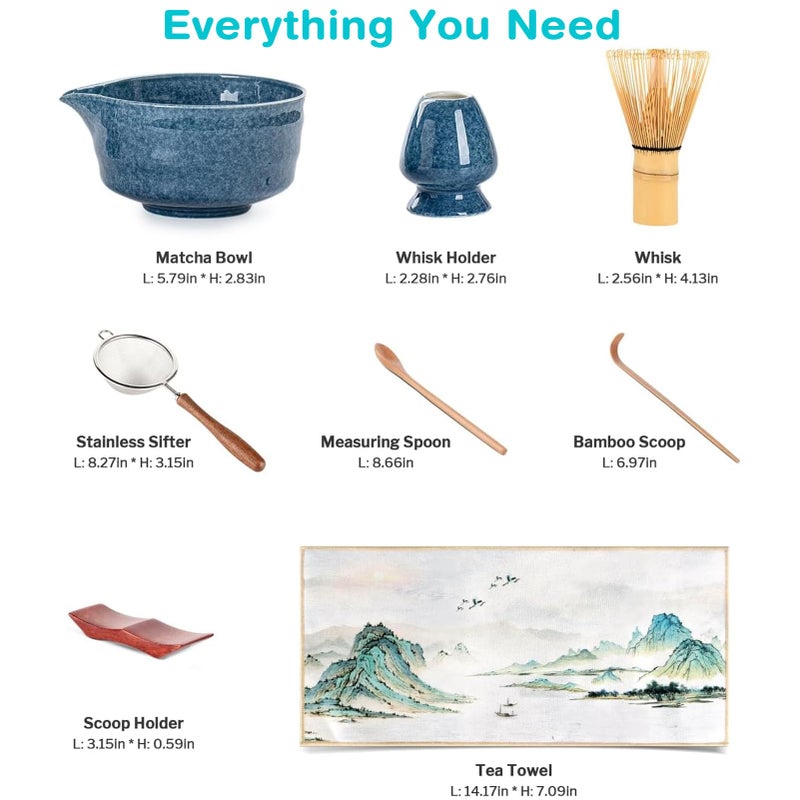Matchamantra Premium Matcha Ceremony Set â€“ Complete 9-Pcs Ritual Kit â€“ Presented in Luxury Magnetic Gift Box, Perfect for Gifting or Self-Care (Gem Blue) - Image 3