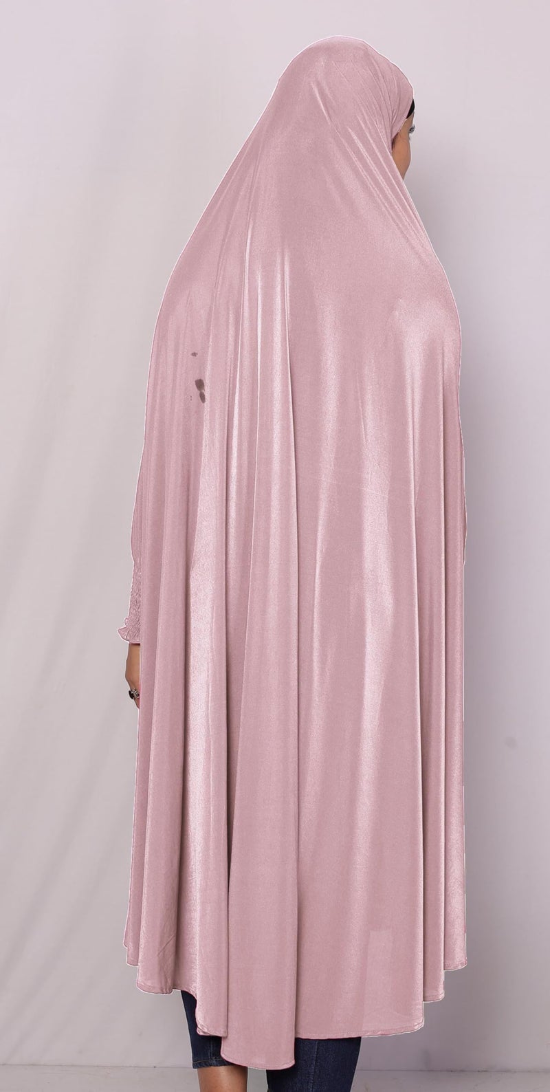 ICW Women Stretchable Jersey Smoking Sleeve Jilbab Cum Prayer khimar Hijab (Free Size) 60 Inch (LIGHT PURPLE) - Image 2