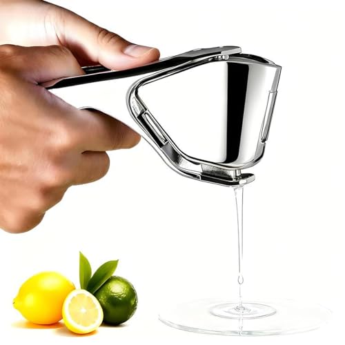 iStarcas Lemon Squeezer, Stainless Steel Lemon Juicer, Hand Juicer, Manual Citrus Squeezer, Handheld Squeeze Lemons Citrus Lime Orange (Silver) - Image 1