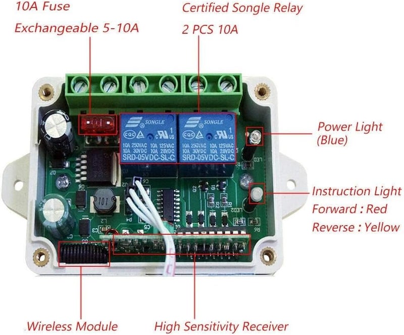 ECO-WORTHY Forward Reverse DC Motor Controller Kit (8V-35V) - 12V/24V Wireless Remote Relay Module for Linear Actuator, Solar Tracker, Industrial Automation & Smart Home DIY - Image 5