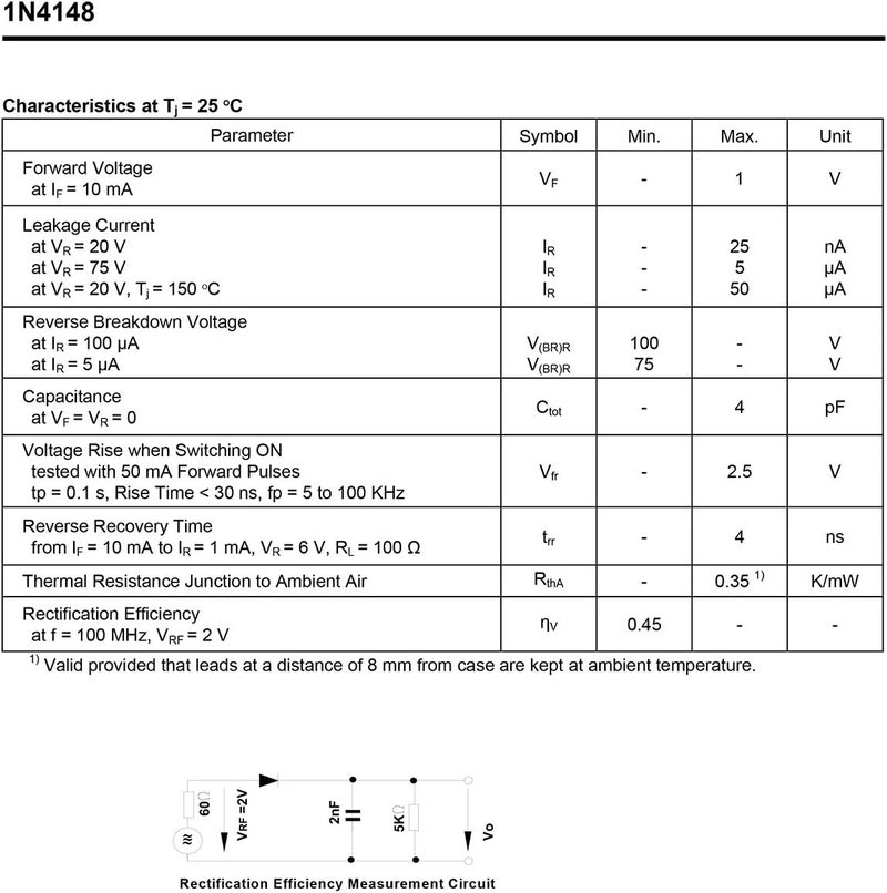 CHANZON 1N4148 Small Signal Fast Switching Diodes High-Speed Axial 200mA 100V DO-35 (DO-204AH) IN4148 Silicon Diodes (Pack of 100 Pieces) - Image 3