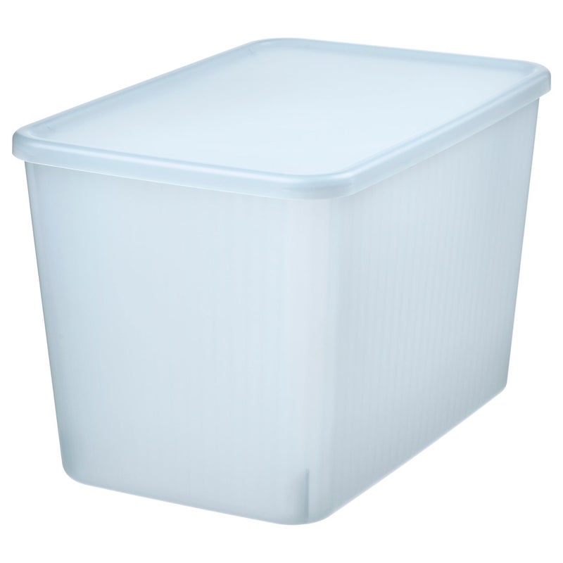 Baitique Stackable Storage Box with Lid, Transparent Grey-Blue, 24x36x23 cm / 14.5 L - Image 1