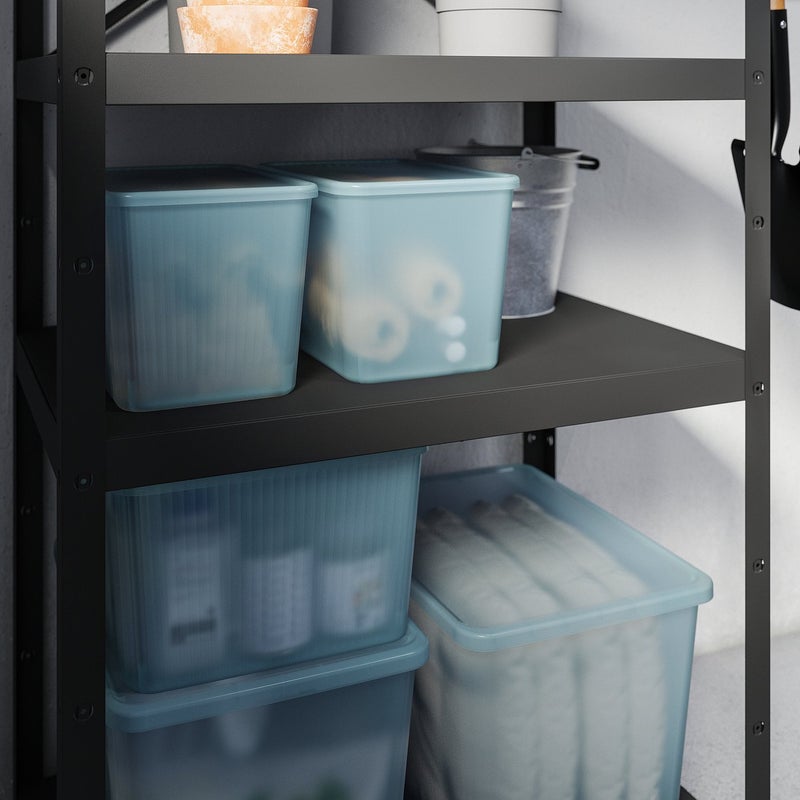 Baitique Stackable Storage Box with Lid, Transparent Grey-Blue, 24x36x23 cm / 14.5 L - Image 4