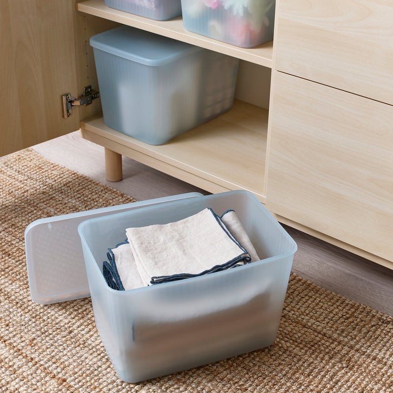 Baitique Stackable Storage Box with Lid, Transparent Grey-Blue, 24x36x23 cm / 14.5 L - Image 2