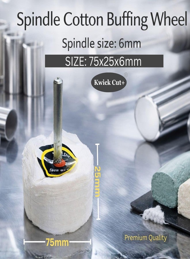 KWICK CUT + Cotton Buffing Wheel | Abrasive Polishing Wheel for Metal, Stainless Steel (SS), Aluminium & Copper (75x25mm) - Image 2