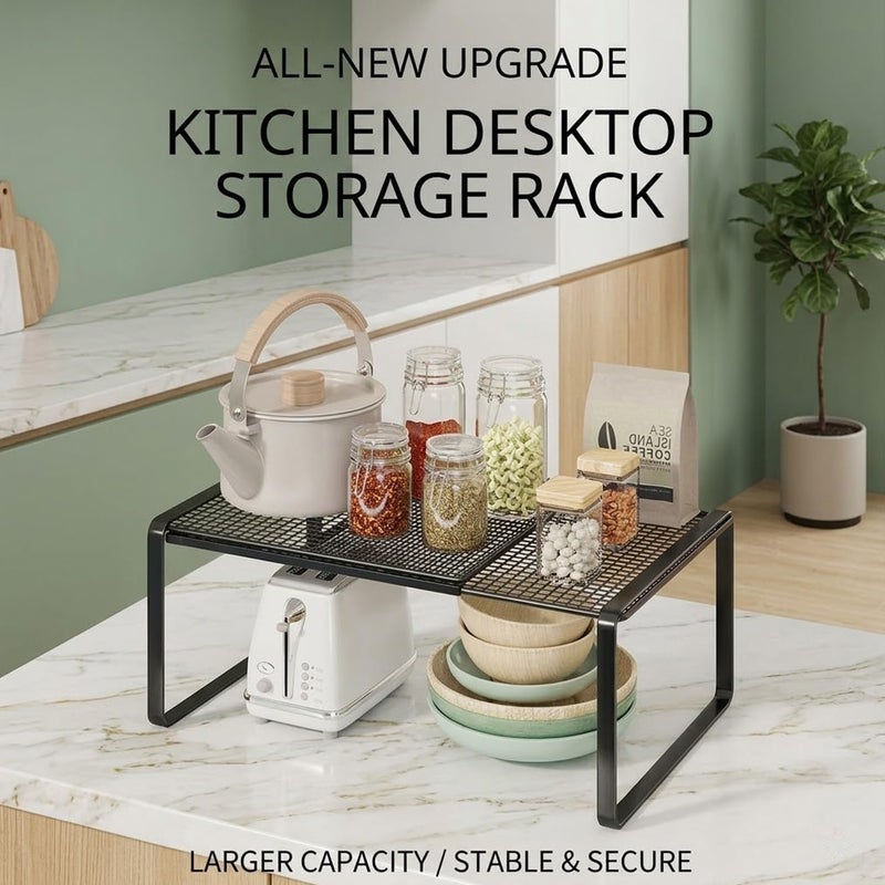 Angju Adjustable Spice Rack, Expandable Metal Spice Organization, Wide Adjustable Seasoning Organizer, Display Shelf, Canned Goods Organizer for Pantry Kitchen Countertop - Image 2