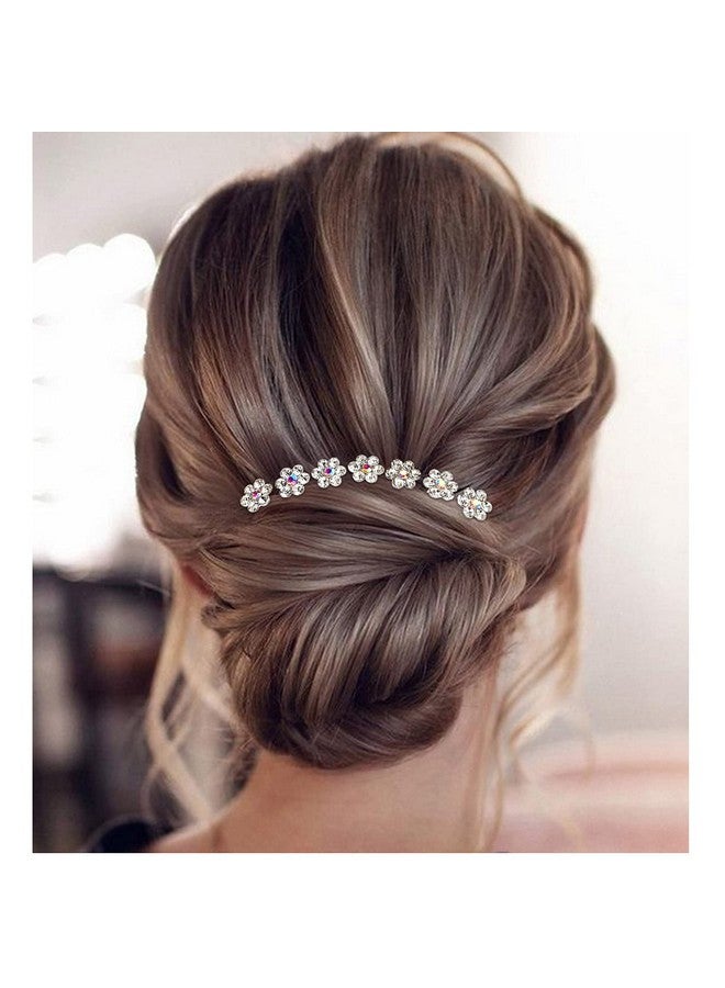 BETITETO Rhinestone Flower Hair Pins 40 Pcs Ushaped Crystal Party Wedding Bridal Hair Accessories For Women Girls (White) - Image 2