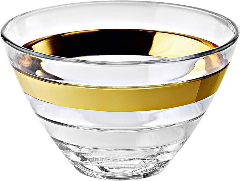 Barski وعاء فواكه ومكسرات وحلويات صغير من زجاج بارسكي الأوروبي مع شريط ذهبي 55 سم مجموعة من 6 قطع صنع في أوروبا - Image 2