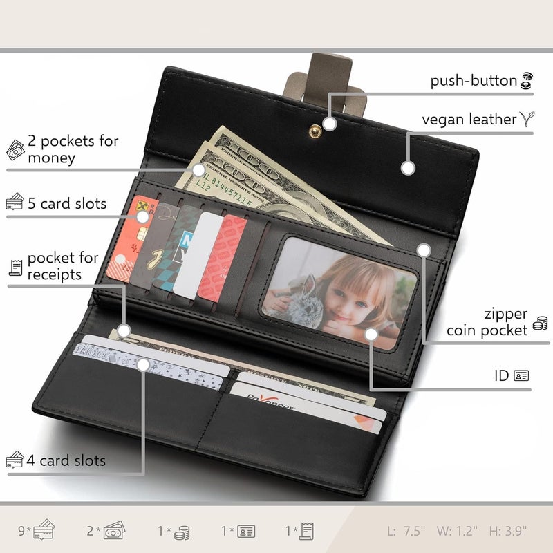 Aputue Vegan Wristlet Wallet for Women - RFID Blocking, Multi Card Slots, Zipper Pocket, Slim Durable Design - Image 2