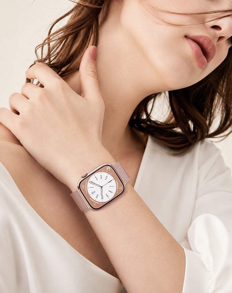 Compatible with Apple Watch,  44mm/45mm/46mm/49mm, Magnetic Mesh Stainless Steel Band, Adjustable Replacement Men & Women iWatch Strap, Compatible with Series 10 9 8 7 6 5 4 3,SE,Ultra,Rose Gold - Image 5