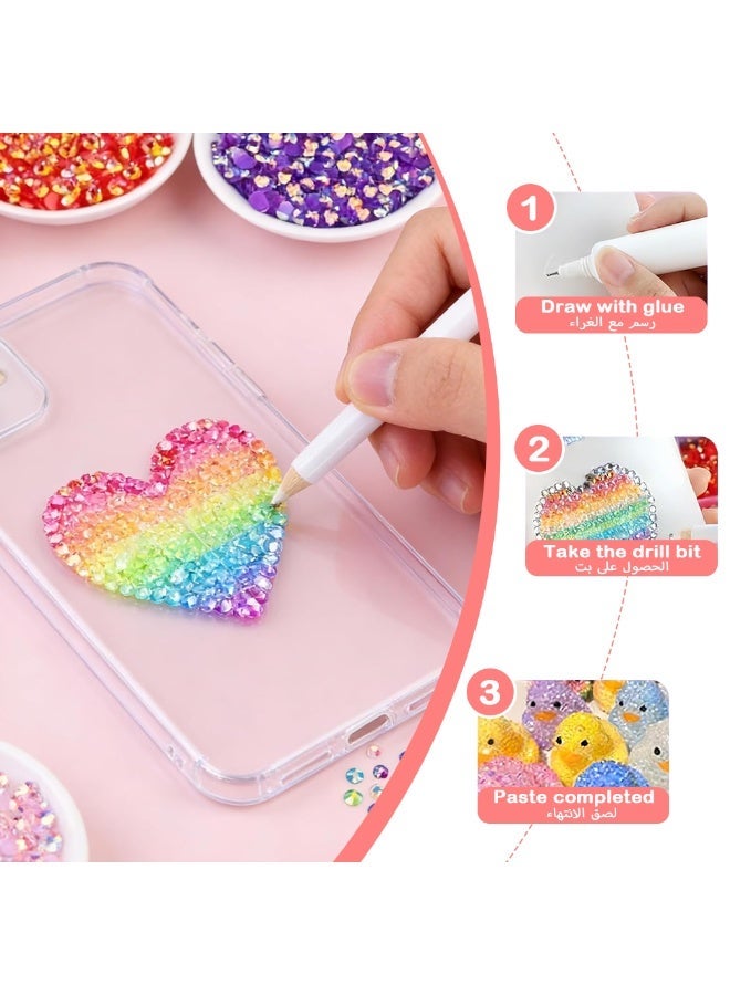 PIVXAZQ 40000PCS 40 Colors 3mm Resin Jelly Rhinestones Kit, Flatback Bedazzling Gems with 3Pcs 10ml Strong Adhesive & Tools for Nail Art Tumblers Shoes DIY Crafts - Image 4