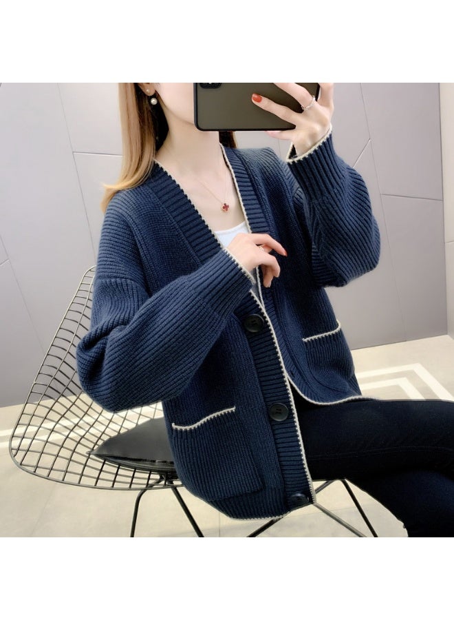 NIBEMINENT Spring Autumn Women's Jacket Loose Knitted Cardigan Korean Single Breasted Sweater Coat Female - Image 1
