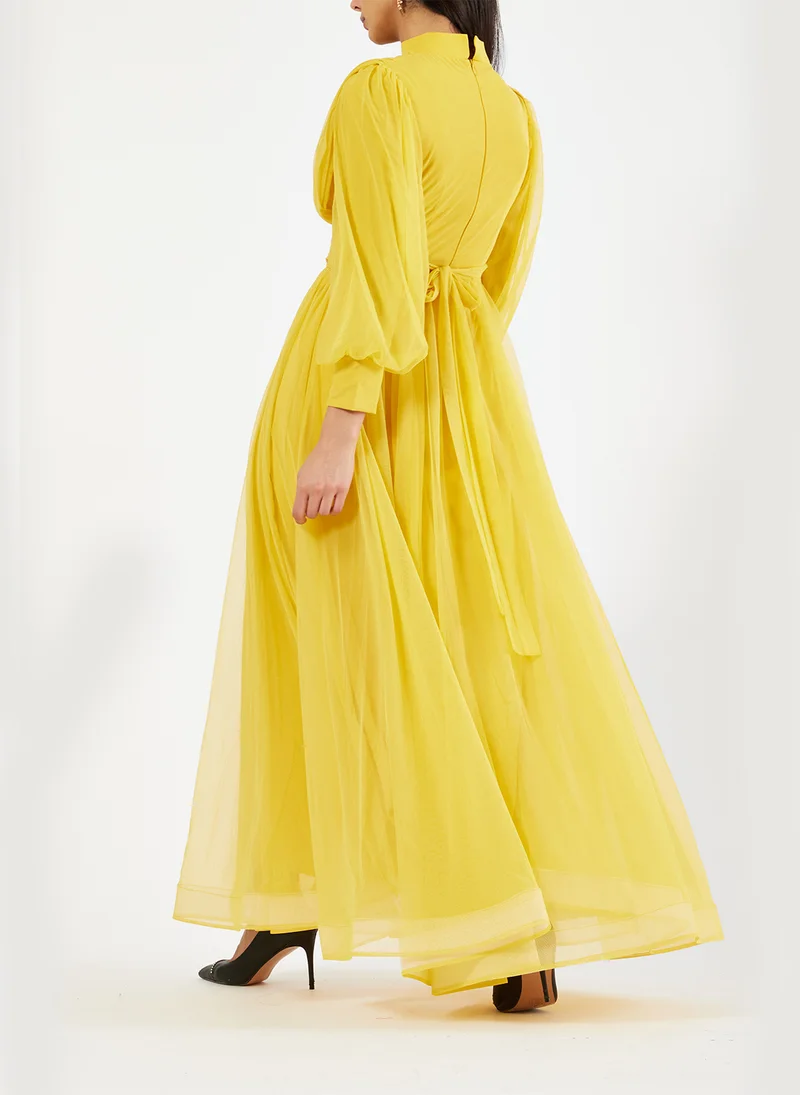 Amri Embroidered Tulle Long Dress