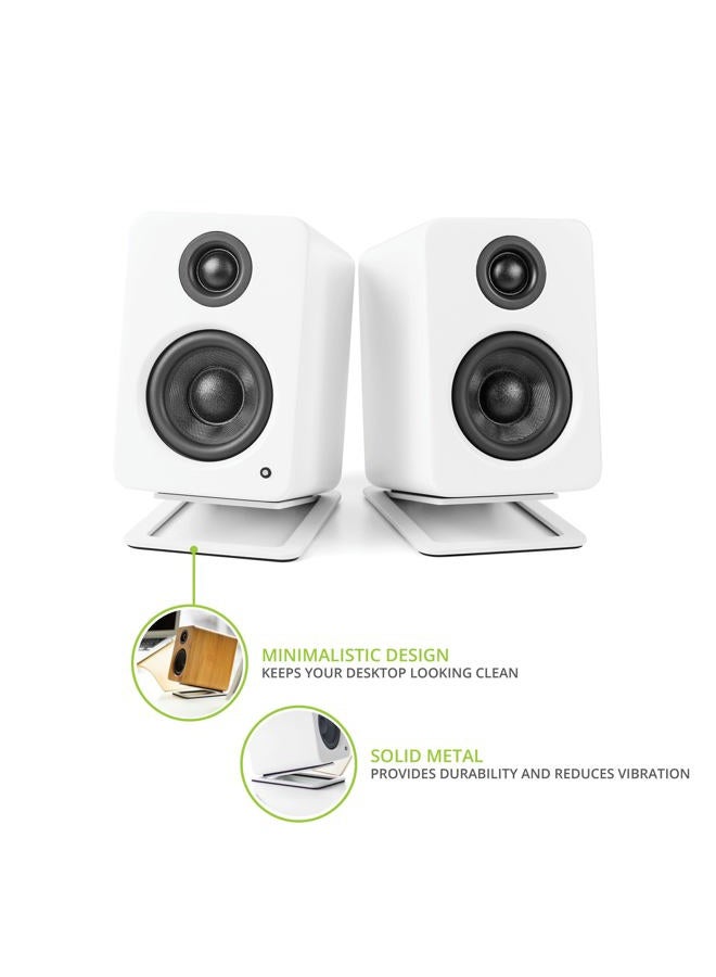 Kanto S2W Tilted Desktop Speaker Stands for Small Speakers & Compact 2”-3” Studio Monitors | Supports 6 lb | Damping Foam Padding | Pair | White - Image 2