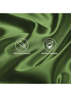 VITION Satin Silk Pillow Case Cover for Hair and Skin, Soft Breathable Smooth Both Sided Silk Pillow Cover Pair (Standard - 50 x 65cm - 2pcs - Bean Green)  - Image 3