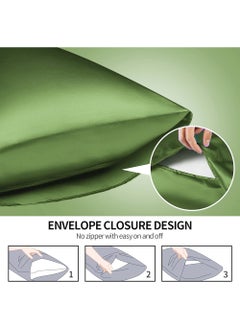 VITION Satin Silk Pillow Case Cover for Hair and Skin, Soft Breathable Smooth Both Sided Silk Pillow Cover Pair (Standard - 50 x 65cm - 2pcs - Bean Green)  - Image 5