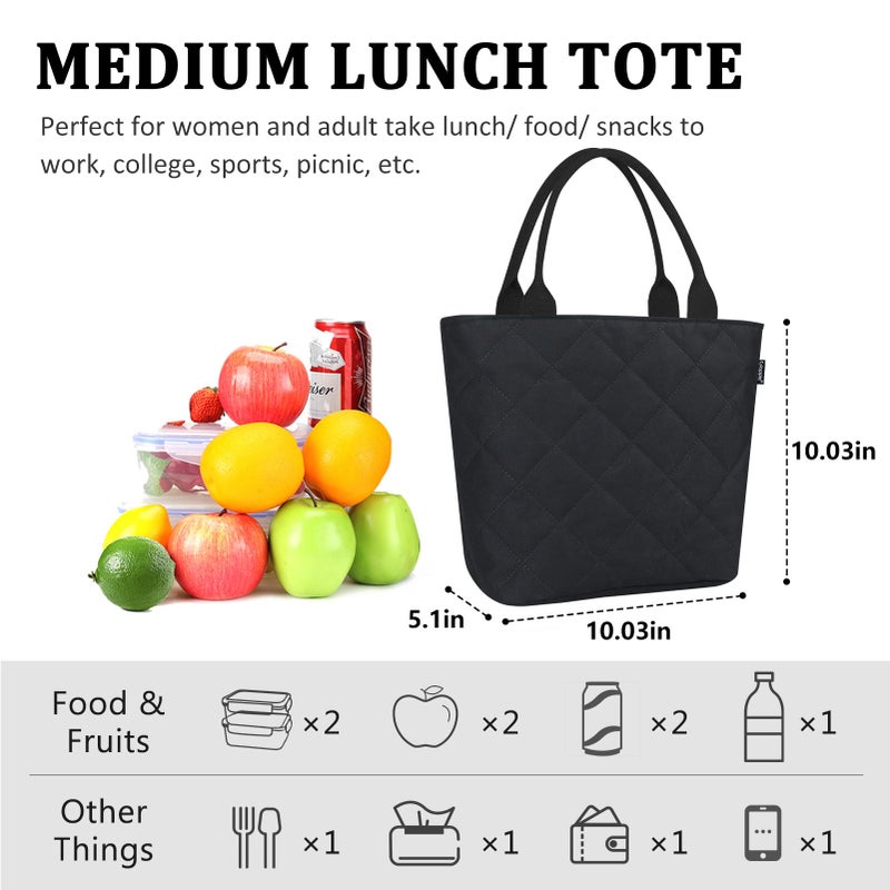 Gloppie Lunch Bag Women Lunch Box for Women Insulated Leakproof Lunch Tote for Work Loncheras Para Mujer Black - Image 5