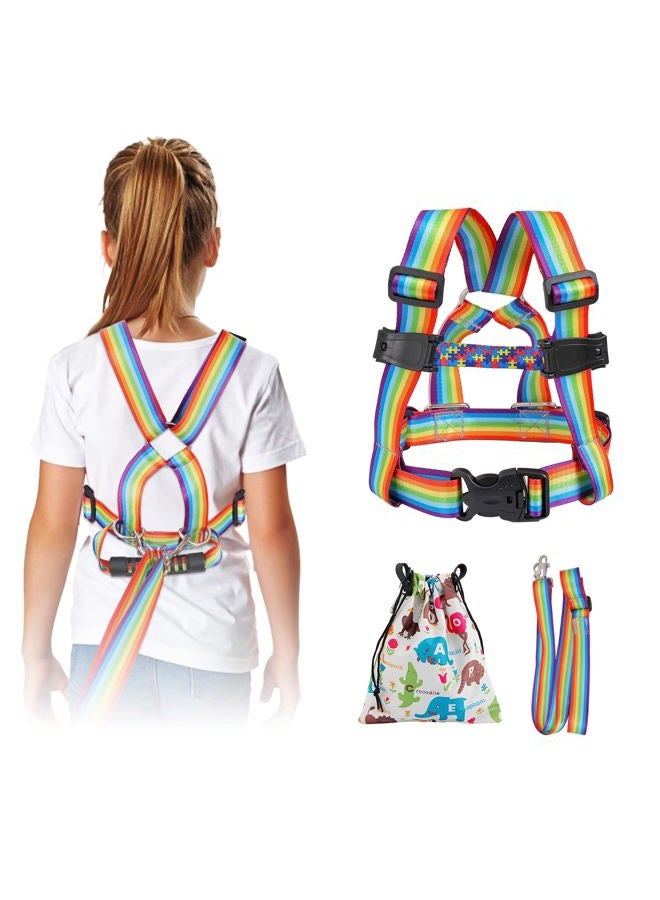 JXM Safety Harness Leash for Big Kids (6-12yrs) with Grab Handle, Secure Walking Leash with Tether for Autism, Special Needs, Active ADHD ASD Child, Adjustable Autism Elopement Harness with Pouch - Image 1