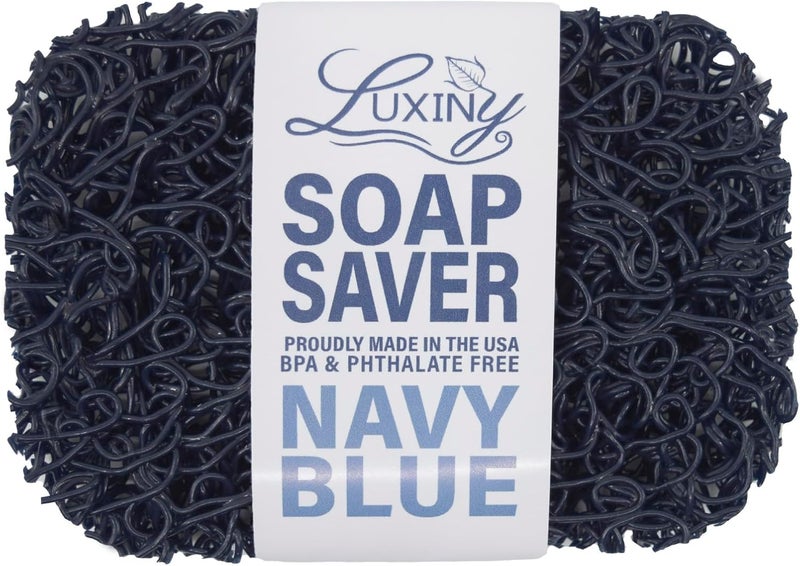 Luxiny Soap Saver for bar soap, American Made by , Lifts Soap in Soap Dishes & Shower Soap Holders -Handmade Soap Lasts Longer -Made from Plant Materials (Navy Blue) - Image 1