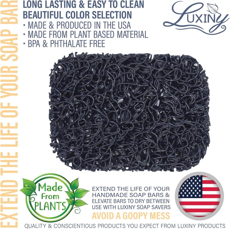 Luxiny Soap Saver for bar soap, American Made by , Lifts Soap in Soap Dishes & Shower Soap Holders -Handmade Soap Lasts Longer -Made from Plant Materials (Navy Blue) - Image 2
