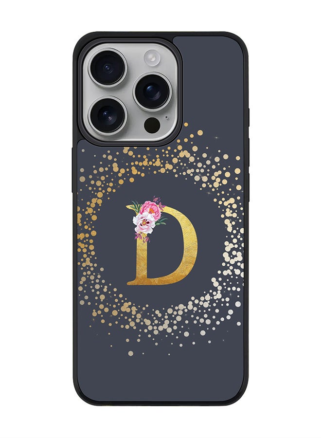 Stylizedd For iPhone 16 Pro Case [Compatible with MagSafe] Slim Magnetic cover Phone Case iPhone 16 Pro -Custom Monogram Floral - D (Grey ) - Image 1