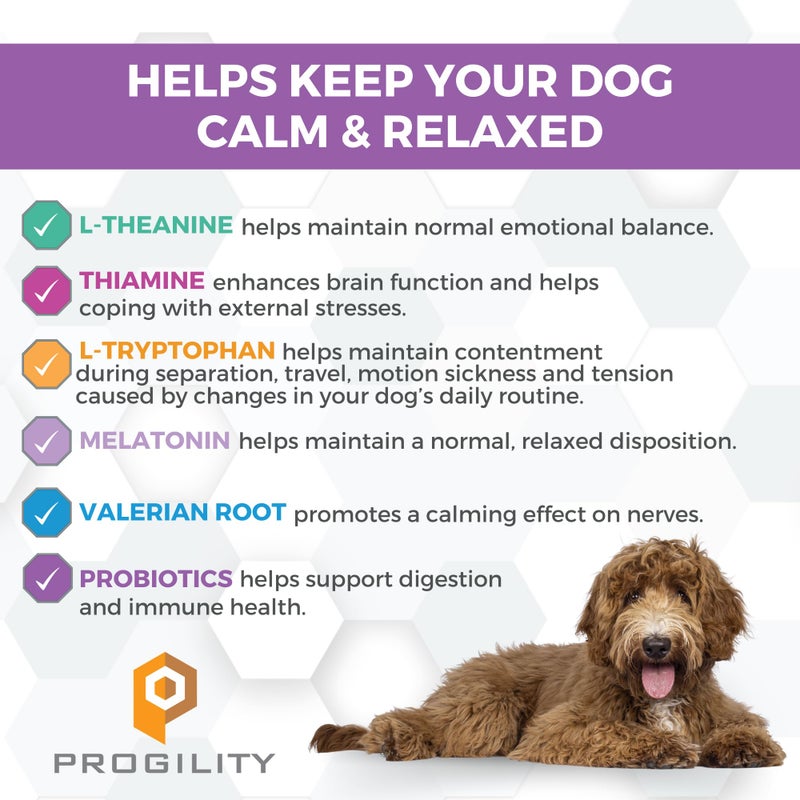 Nootie Progility Dog Calming Supplement for Stressful Situations & Daily Support â€“ Supports Calm Behavior & Emotional Balance with Melatonin, Soft Calming Chews (90 Count) - Image 2