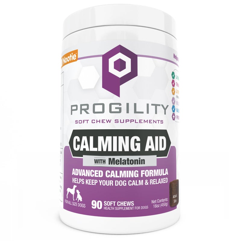 Nootie Progility Dog Calming Supplement for Stressful Situations & Daily Support â€“ Supports Calm Behavior & Emotional Balance with Melatonin, Soft Calming Chews (90 Count) - Image 1