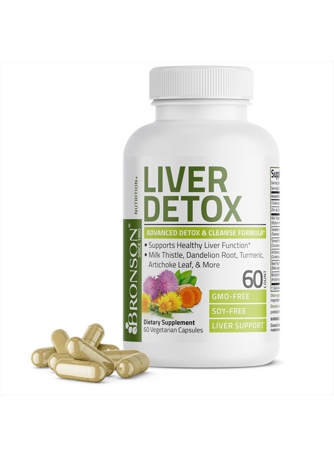 Bronson Liver Detox Advanced Detox & Cleansing Formula Supports Health Liver Function with Milk Thistle, Dandelion Root, Turmeric, Artichoke Leaf & More, Non-GMO, 60 Vegetarian Capsules - Image 3