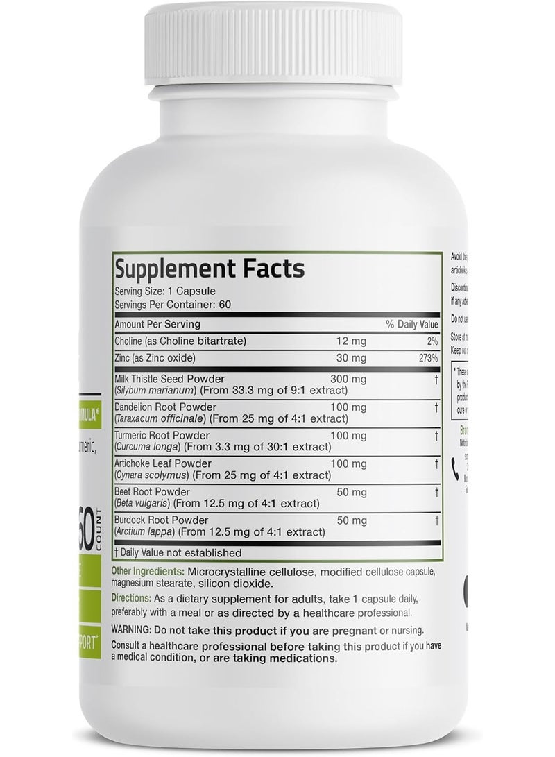 Bronson Liver Detox Advanced Detox & Cleansing Formula Supports Health Liver Function with Milk Thistle, Dandelion Root, Turmeric, Artichoke Leaf & More, Non-GMO, 60 Vegetarian Capsules - Image 2
