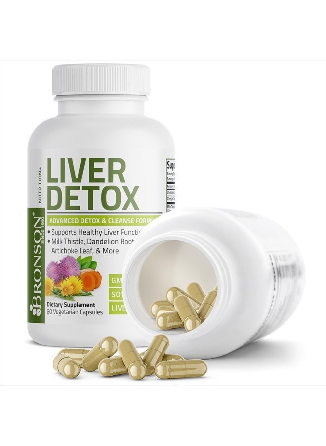 Bronson - Liver Detox Advanced Detox & Cleansing Formula Supports Health Liver Function with Milk Thistle, Dandelion Root, Turmeric, Artichoke Leaf & More, Non-GMO, 60 Vegetarian Capsules - Image 1