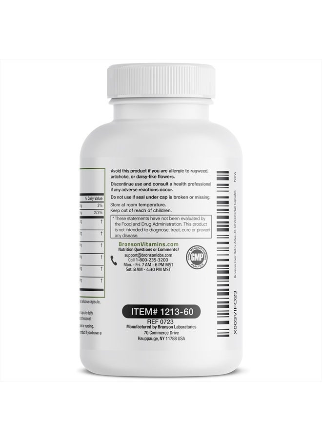 Bronson - Liver Detox Advanced Detox & Cleansing Formula Supports Health Liver Function with Milk Thistle, Dandelion Root, Turmeric, Artichoke Leaf & More, Non-GMO, 60 Vegetarian Capsules - Image 1