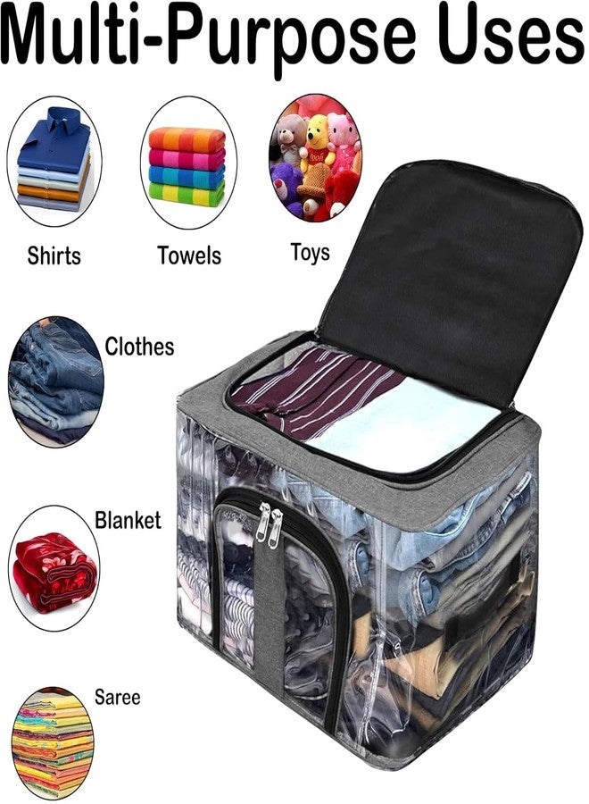 Suicune 1 Piece Non Woven Fabric Saree Cover/Clothes Organiser for Wardrobe Set with Transparent Window, Extra Large (Transparent) - Image 5
