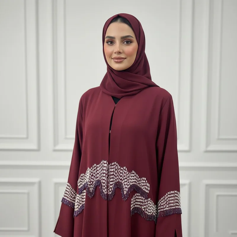 Nukhbaa Wave Embroidered Abaya | Nida Fabric-919