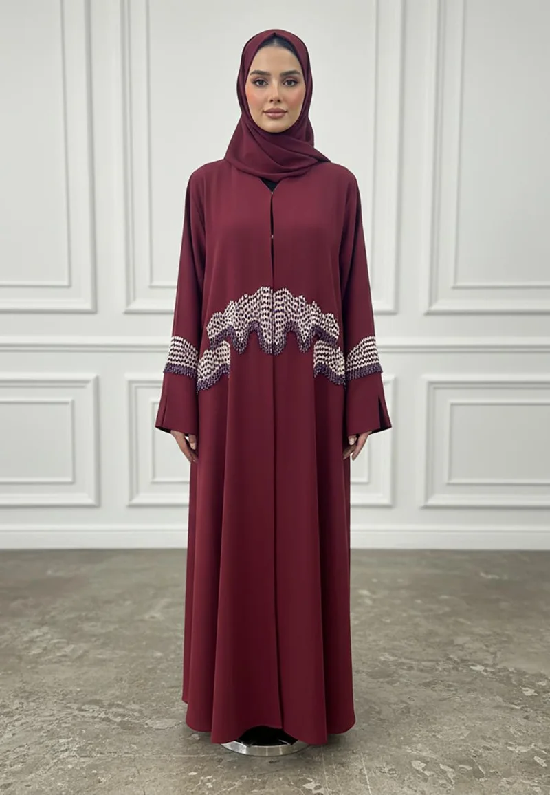 Nukhbaa Wave Embroidered Abaya | Nida Fabric-919