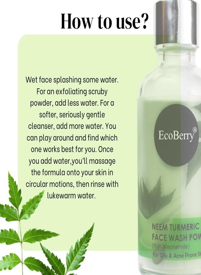 EcoBerry Neem Turmeric Powder Face Wash Powder for Acne, Oil Control, Detoxifies, Cleansing, Even Skin Tone, Anti-Aging, Pure, Handmade & Chemical Free | 50g - Image 5