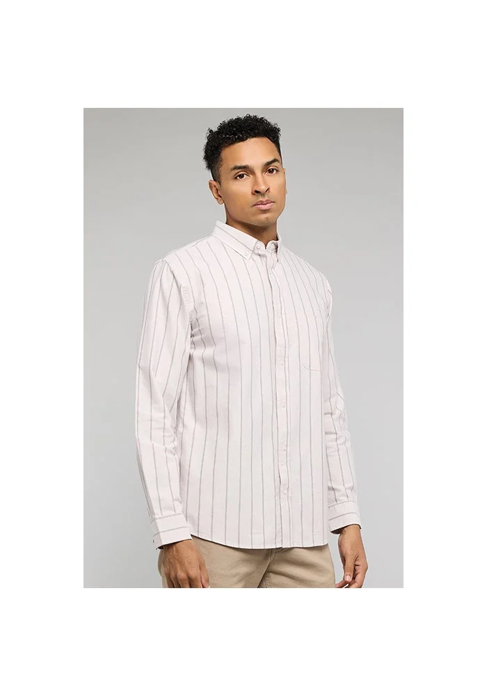 أر أند بي Striped Shirt with Button-Down Collar and Long Sleeves