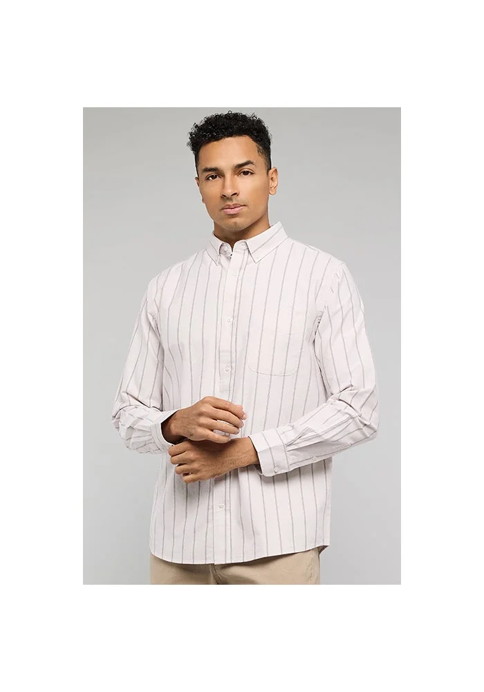 أر أند بي Striped Shirt with Button-Down Collar and Long Sleeves