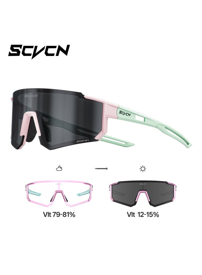 SCVCN نظارات دراجة هوائية متغيرة اللون نظارات جري احترافية للرجال والنساء للرياضة في الهواء الطلق للجبال مقاومة للريح نظارات واقية نظارات شمسية - Image 1