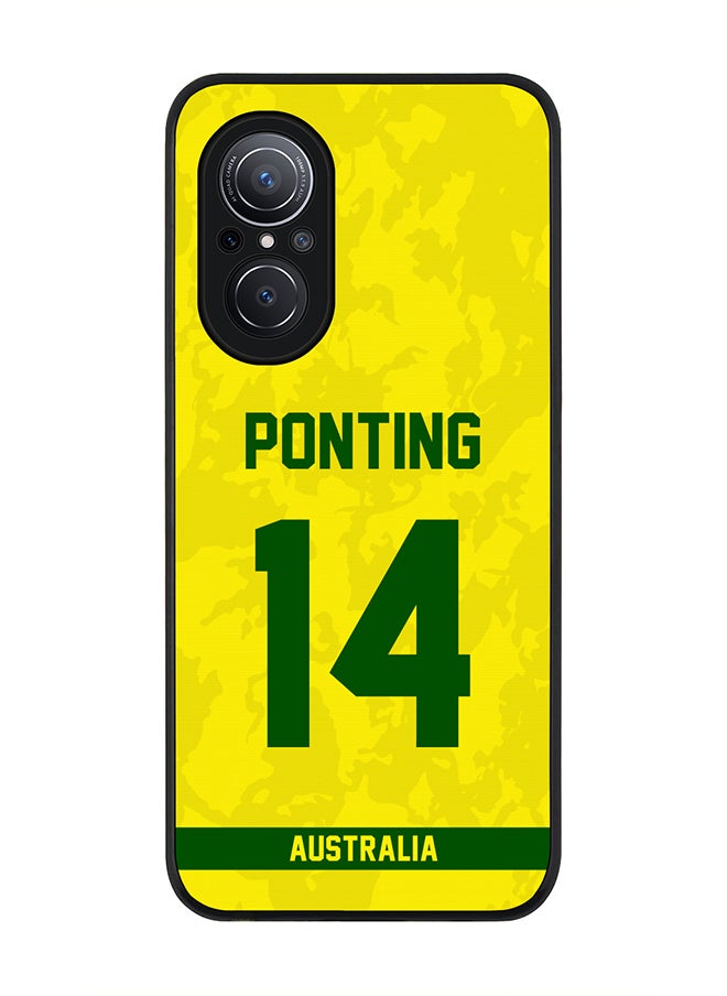 Stylizedd - Rugged Black Edge Case for Huawei Nova 9 SE , Slim fit Soft Case Flexible Rubber Edges Thin Cover - Player Name - Ricky Ponting, Jersey Number- 14 - Image 1