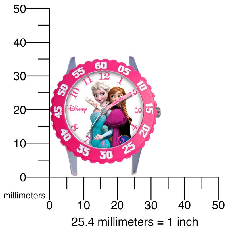 Disney Kids' W000969 Frozen Anna and Elsa Time Teacher Watch with Pink Nylon Band - Image 5
