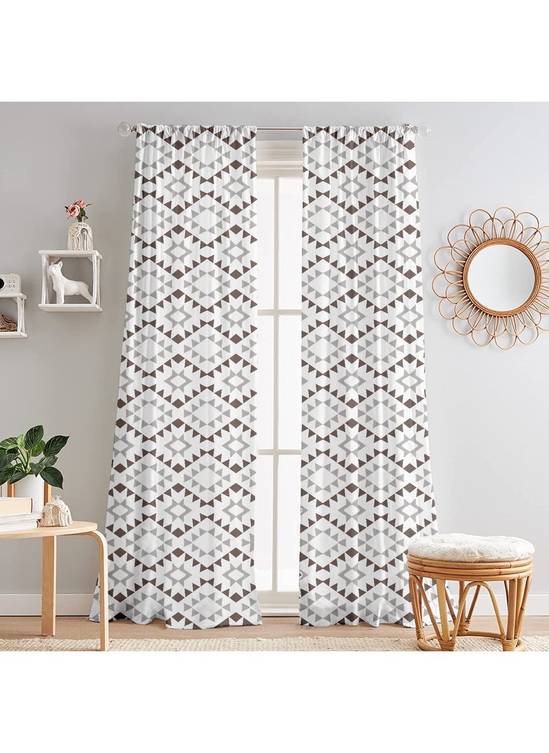 Lushomes Lushomes Curtains 7 feet Long Set of 2, Door Curtains 7 feet, Door Curtain, Curtains for Bedroom, Semi Sheer Curtains, Rod Pocket Curtains (Pack of 2, 57x84 Inch,Black Grey Geomertic) 