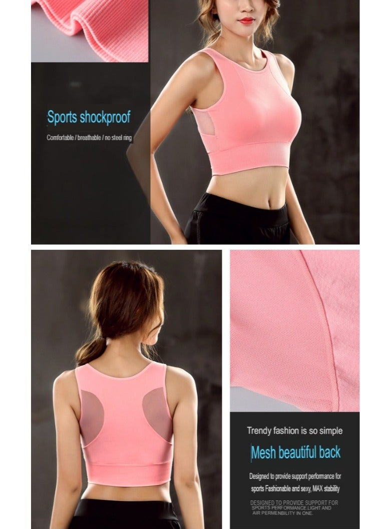 AROAQ Full Coverage Longline Sports Bra, Shockproof Fitness Yoga Running Sports Bra,  Seamless Quick-drying Medium Impact Push Up Tank Top For Yoga Gym Workout, (Size M, Blue) - Image 2
