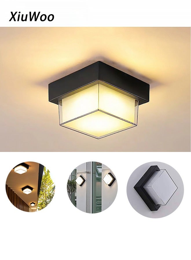 XiuWoo 1-Pack Outdoor Ceiling Light IP65 Outdoor Cube PC Wall Washer LED Frosted Decorative Wall Light Suitable for Doors, Balconies, Courtyards, Exterior Walls Outdoor (Warm Light) - Image 1