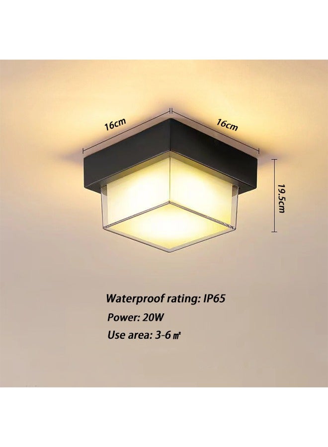 XiuWoo 1-Pack Outdoor Ceiling Light IP65 Outdoor Cube PC Wall Washer LED Frosted Decorative Wall Light Suitable for Doors, Balconies, Courtyards, Exterior Walls Outdoor (Warm Light) - Image 5