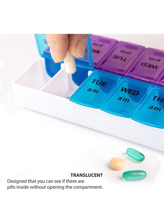 JS Portable 7 Day Pill Organizer, Portable Medicine Container, Travel Pill Case Pill Container, for Vitamins and Capsules - Image 2