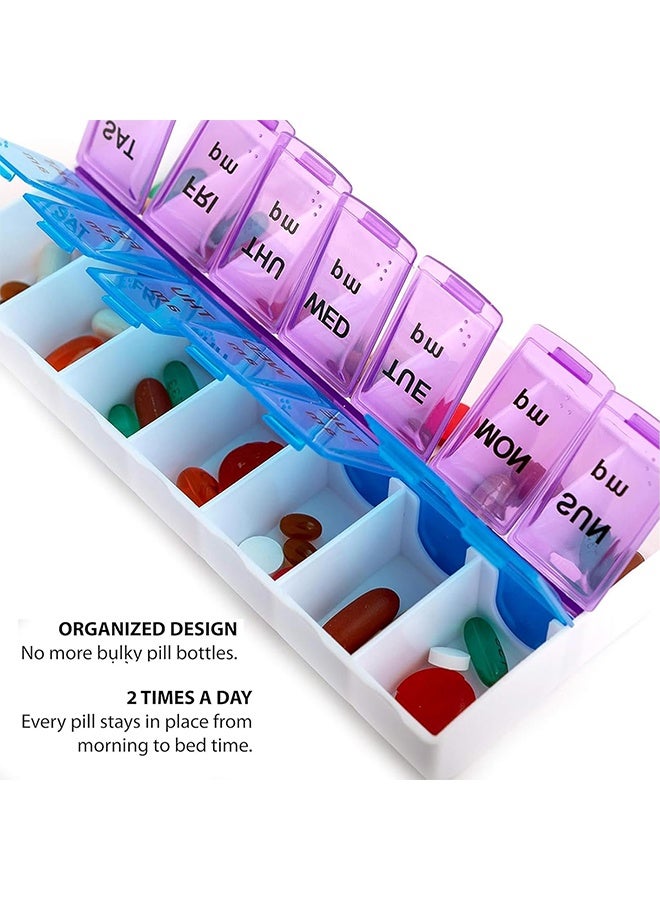 JS Portable 7 Day Pill Organizer, Portable Medicine Container, Travel Pill Case Pill Container, for Vitamins and Capsules - Image 3