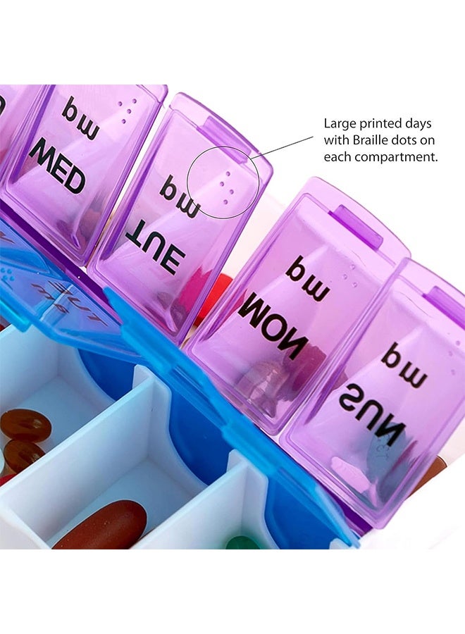 JS Portable 7 Day Pill Organizer, Portable Medicine Container, Travel Pill Case Pill Container, for Vitamins and Capsules - Image 4