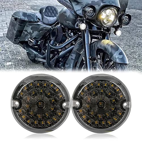 Rich Choices 3-1/4 Inch Led Motorcycle Turn Signal Flat Smoke Lens 1157 Base Amber Lamp Compatible with Harley Road Glide Road King Softail Ultra Classic Ultra Limited Electra Glide - Image 1